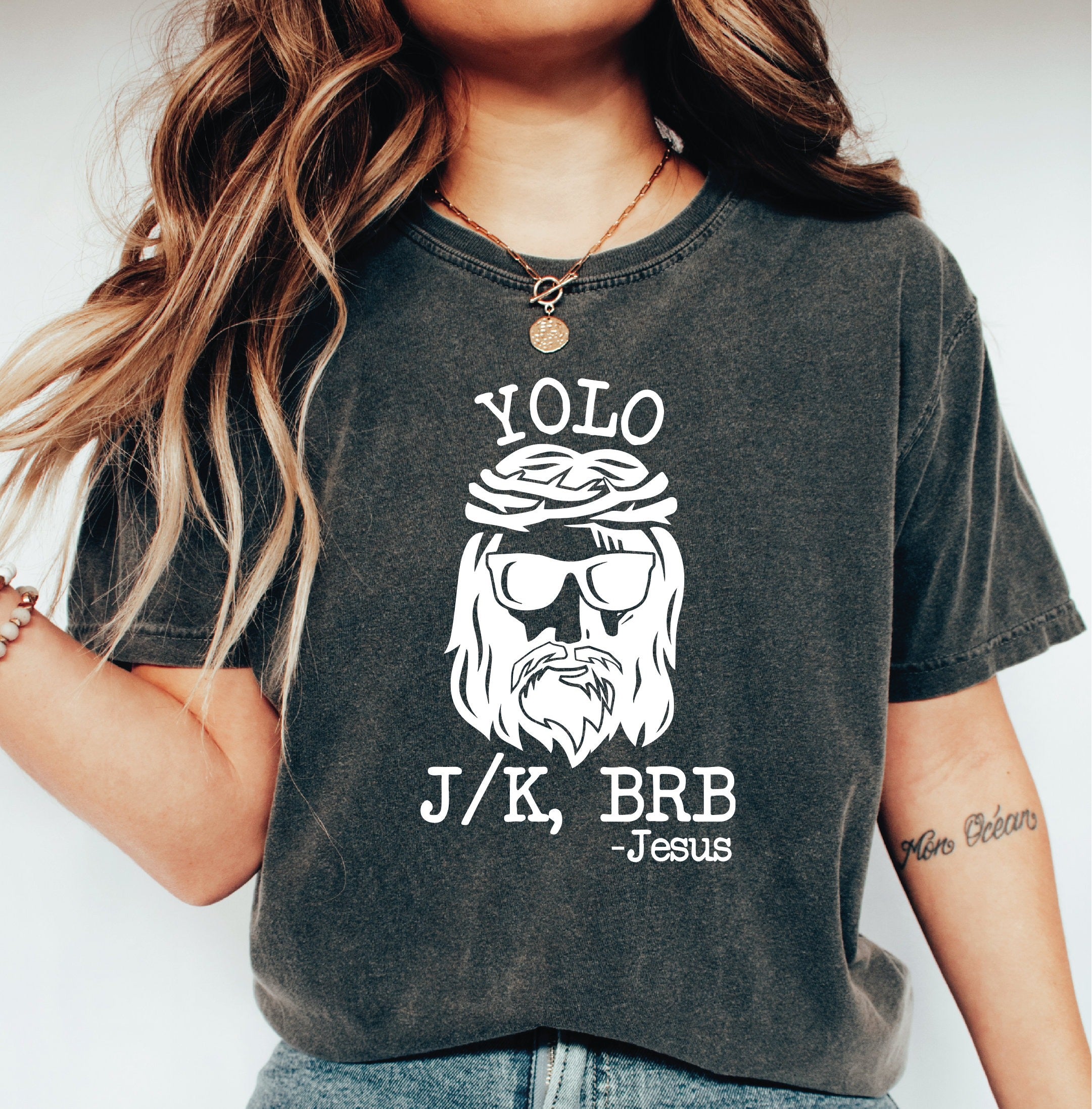 YOLO JESUS Comfort Colors Shirt, Easter T-Shirt, Women's Christian Tee, Funny Jesus J/K BRB Shirt, Humorous Easter Apparel, Faith-Based Gift